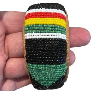 MULTICOLOR Beaded Bracelet with leather inside made in Mali (West Africa)